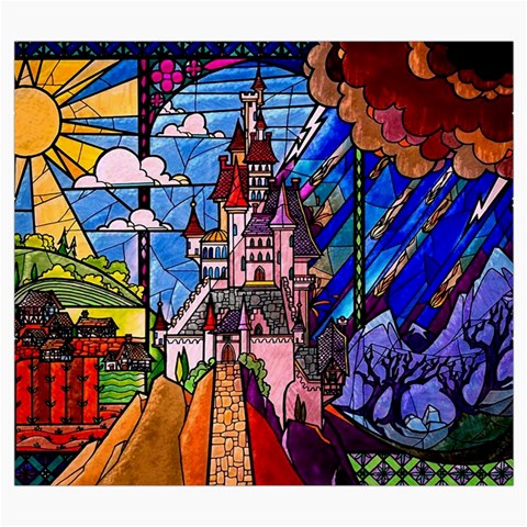 Beauty Stained Glass Castle Building Roll Up Canvas Pencil Holder (S) from ArtsNow.com Front