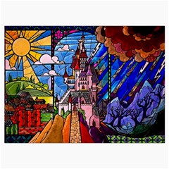 Beauty Stained Glass Castle Building Roll Up Canvas Pencil Holder (L) from ArtsNow.com Front