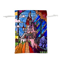 Beauty Stained Glass Castle Building Lightweight Drawstring Pouch (L) from ArtsNow.com Front