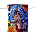 Beauty Stained Glass Castle Building Lightweight Drawstring Pouch (XL)