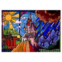Beauty Stained Glass Castle Building Wristlet Pouch Bag (Small) from ArtsNow.com Belt Loop