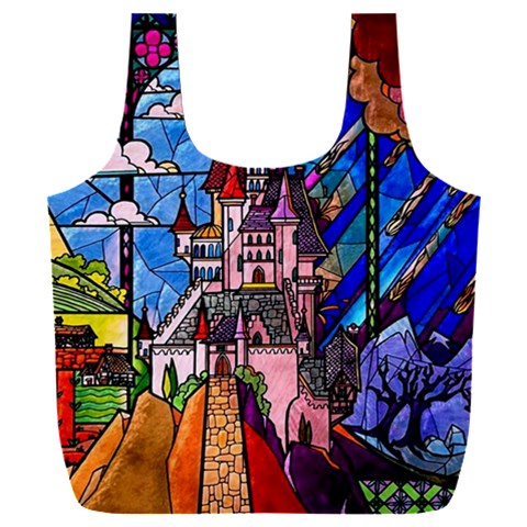 Beauty Stained Glass Castle Building Full Print Recycle Bag (XXXL) from ArtsNow.com Front