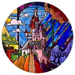 Beauty Stained Glass Castle Building Round Trivet