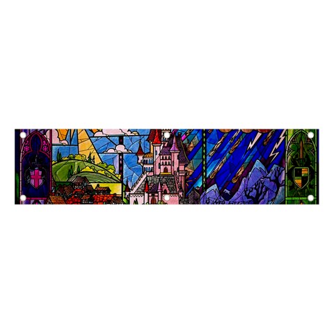 Beauty Stained Glass Castle Building Banner and Sign 4  x 1  from ArtsNow.com Front