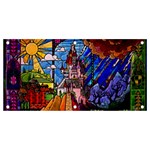 Beauty Stained Glass Castle Building Banner and Sign 4  x 2 