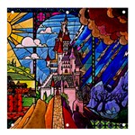 Beauty Stained Glass Castle Building Banner and Sign 4  x 4 