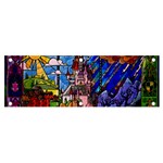 Beauty Stained Glass Castle Building Banner and Sign 6  x 2 