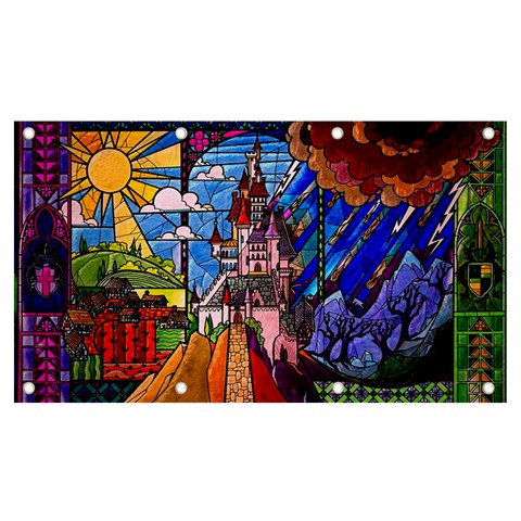 Beauty Stained Glass Castle Building Banner and Sign 7  x 4  from ArtsNow.com Front