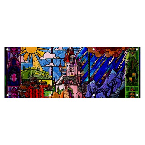 Beauty Stained Glass Castle Building Banner and Sign 8  x 3  from ArtsNow.com Front
