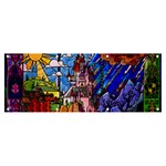Beauty Stained Glass Castle Building Banner and Sign 8  x 3 