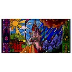 Beauty Stained Glass Castle Building Banner and Sign 8  x 4 