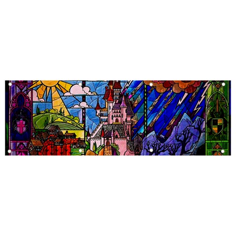 Beauty Stained Glass Castle Building Banner and Sign 9  x 3  from ArtsNow.com Front