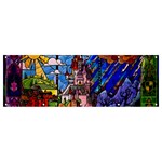 Beauty Stained Glass Castle Building Banner and Sign 12  x 4 