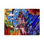 Beauty Stained Glass Castle Building Premium Plush Fleece Blanket (Mini)