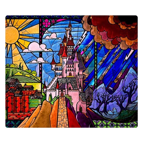 Beauty Stained Glass Castle Building Premium Plush Fleece Blanket (Small) from ArtsNow.com 50 x40  Blanket Front