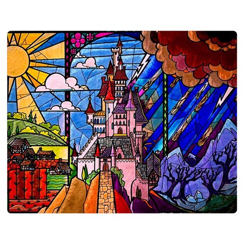 Beauty Stained Glass Castle Building Premium Plush Fleece Blanket (Medium) from ArtsNow.com 60 x50  Blanket Front