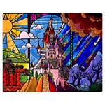 Beauty Stained Glass Castle Building Premium Plush Fleece Blanket (Medium)