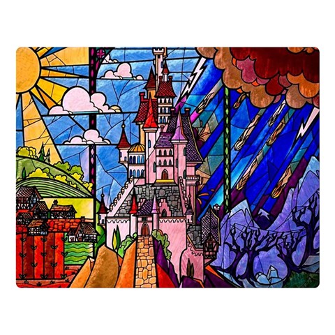 Beauty Stained Glass Castle Building Premium Plush Fleece Blanket (Large) from ArtsNow.com 80 x60  Blanket Front