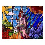 Beauty Stained Glass Castle Building Premium Plush Fleece Blanket (Large)