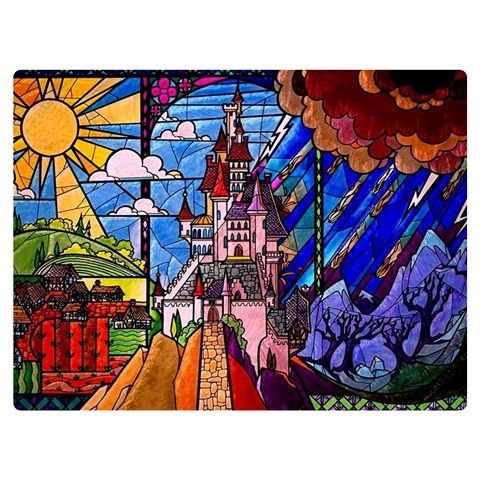 Beauty Stained Glass Castle Building Premium Plush Fleece Blanket (Extra Small) from ArtsNow.com 40 x30  Blanket Front