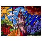 Beauty Stained Glass Castle Building Premium Plush Fleece Blanket (Extra Small)