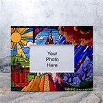 Beauty Stained Glass Castle Building White Tabletop Photo Frame 4 x6 