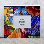 Beauty Stained Glass Castle Building White Wall Photo Frame 5  x 7 