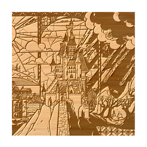 Beauty Stained Glass Castle Building Bamboo Coaster Set from ArtsNow.com Coaster 1