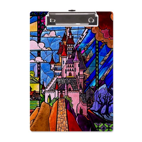 Beauty Stained Glass Castle Building A5 Acrylic Clipboard from ArtsNow.com Front