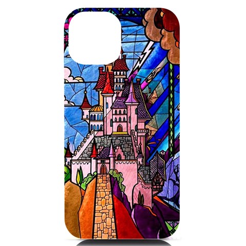 Beauty Stained Glass Castle Building iPhone 14 Black UV Print Case from ArtsNow.com Front