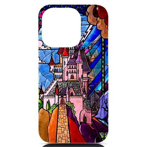 Beauty Stained Glass Castle Building iPhone 14 Pro Black UV Print Case from ArtsNow.com Front