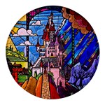 Beauty Stained Glass Castle Building Round Glass Fridge Magnet (4 pack)