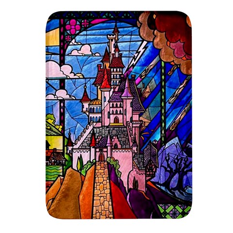 Beauty Stained Glass Castle Building Rectangular Glass Fridge Magnet (4 pack) from ArtsNow.com Front