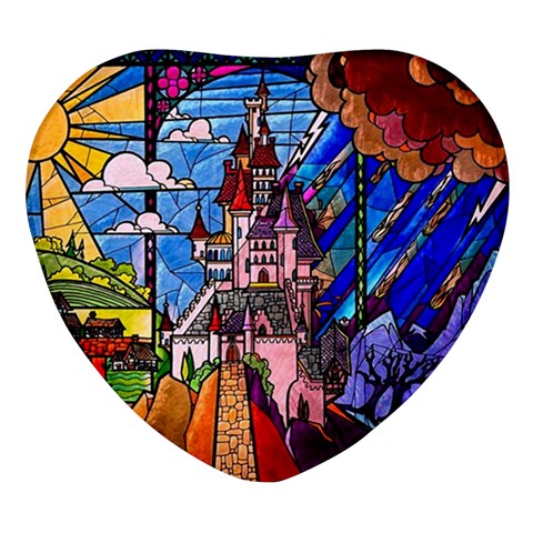 Beauty Stained Glass Castle Building Heart Glass Fridge Magnet (4 pack) from ArtsNow.com Front