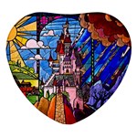 Beauty Stained Glass Castle Building Heart Glass Fridge Magnet (4 pack)