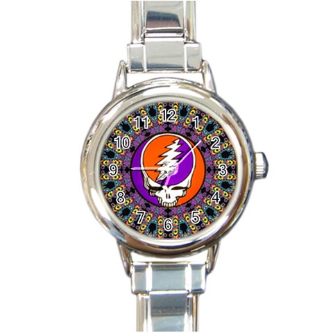 Gratefuldead Grateful Dead Pattern Round Italian Charm Watch from ArtsNow.com Front