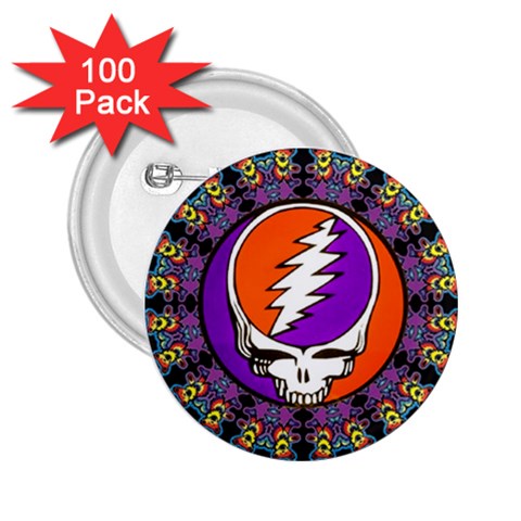 Gratefuldead Grateful Dead Pattern 2.25  Buttons (100 pack)  from ArtsNow.com Front