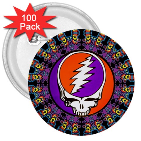 Gratefuldead Grateful Dead Pattern 3  Buttons (100 pack)  from ArtsNow.com Front