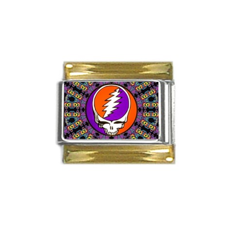 Gratefuldead Grateful Dead Pattern Gold Trim Italian Charm (9mm) from ArtsNow.com Front