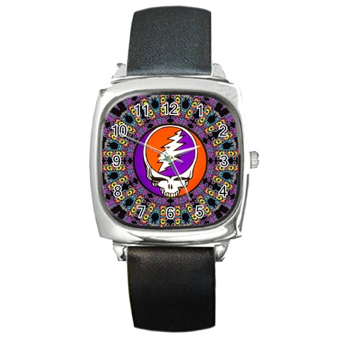 Gratefuldead Grateful Dead Pattern Square Metal Watch from ArtsNow.com Front