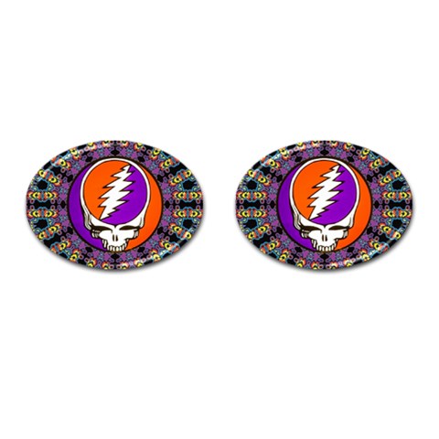 Gratefuldead Grateful Dead Pattern Cufflinks (Oval) from ArtsNow.com Front(Pair)