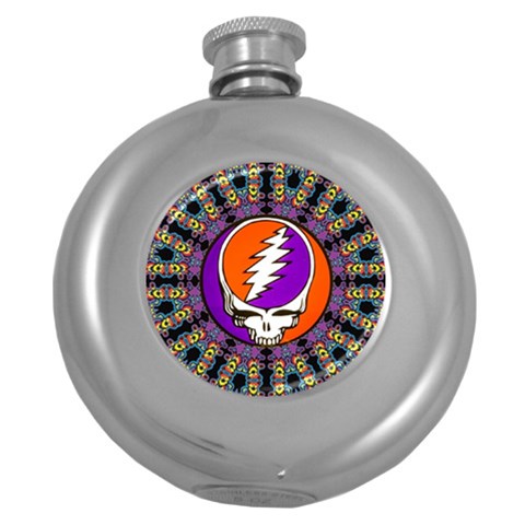 Gratefuldead Grateful Dead Pattern Round Hip Flask (5 oz) from ArtsNow.com Front