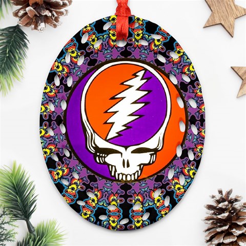 Gratefuldead Grateful Dead Pattern Oval Filigree Ornament (Two Sides) from ArtsNow.com Back