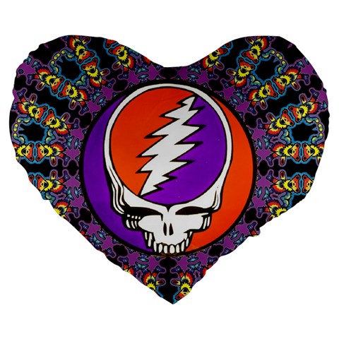 Gratefuldead Grateful Dead Pattern Large 19  Premium Heart Shape Cushions from ArtsNow.com Front