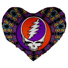 Gratefuldead Grateful Dead Pattern Large 19  Premium Heart Shape Cushions from ArtsNow.com Back