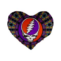 Gratefuldead Grateful Dead Pattern Standard 16  Premium Flano Heart Shape Cushions from ArtsNow.com Front