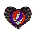 Gratefuldead Grateful Dead Pattern Standard 16  Premium Flano Heart Shape Cushions