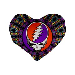 Gratefuldead Grateful Dead Pattern Standard 16  Premium Flano Heart Shape Cushions from ArtsNow.com Back