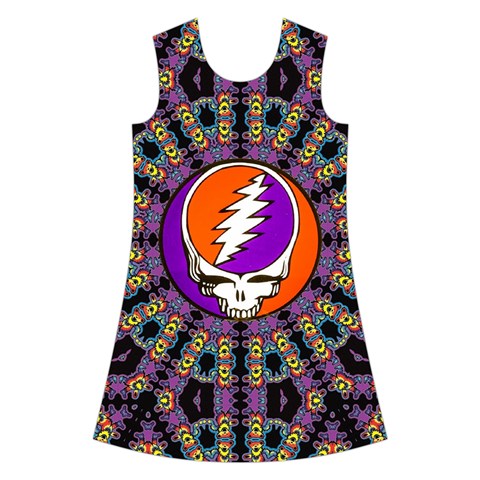 Gratefuldead Grateful Dead Pattern Kids  Short Sleeve Velvet Dress from ArtsNow.com Front