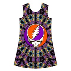 Gratefuldead Grateful Dead Pattern Kids  Short Sleeve Velvet Dress from ArtsNow.com Front